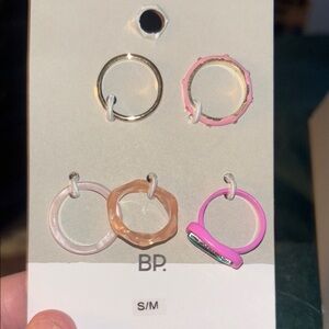 NWT BP Pink/Gold Mixed Ring Set S/M